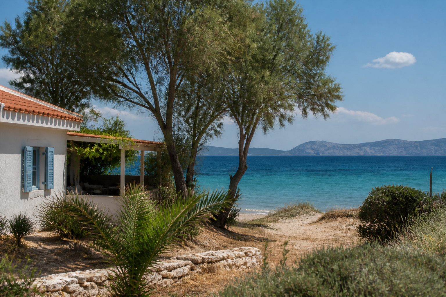 Symbolbild: Ein Haus direkt an einem griechischen Strand - das ist wohl der Traum vieler Käufer.